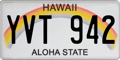 HI license plate YVT942