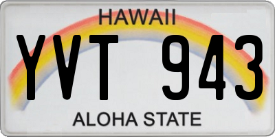 HI license plate YVT943