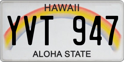 HI license plate YVT947