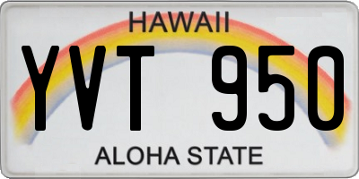 HI license plate YVT950