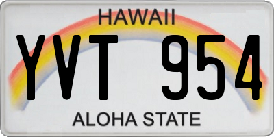HI license plate YVT954