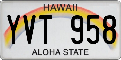 HI license plate YVT958