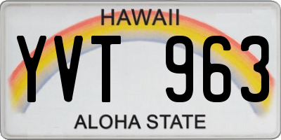 HI license plate YVT963