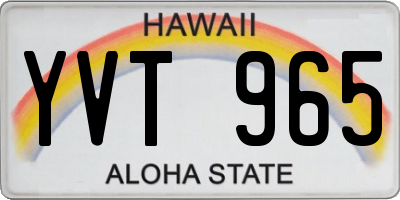 HI license plate YVT965
