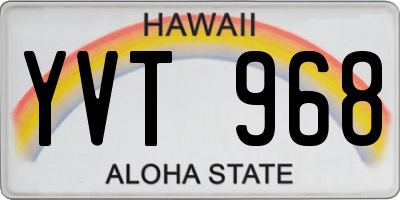 HI license plate YVT968