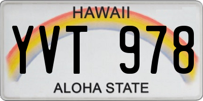 HI license plate YVT978
