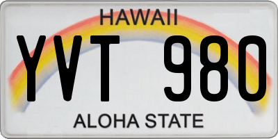 HI license plate YVT980