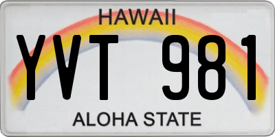 HI license plate YVT981