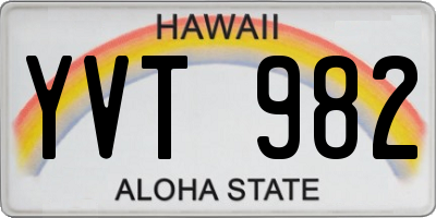 HI license plate YVT982