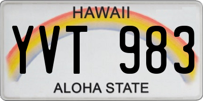 HI license plate YVT983