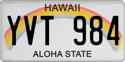 HI license plate YVT984