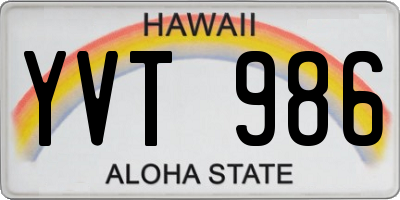 HI license plate YVT986