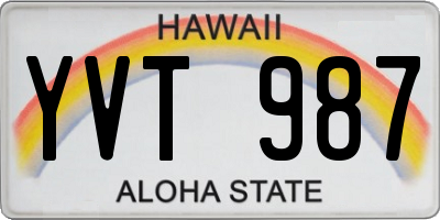 HI license plate YVT987