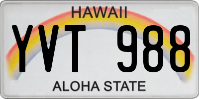 HI license plate YVT988