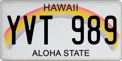 HI license plate YVT989