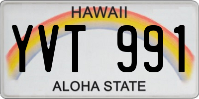 HI license plate YVT991