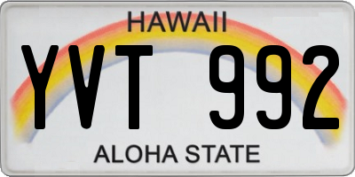 HI license plate YVT992