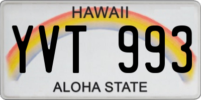 HI license plate YVT993