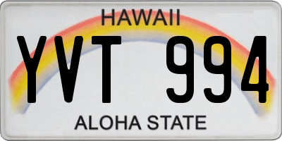 HI license plate YVT994