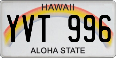 HI license plate YVT996