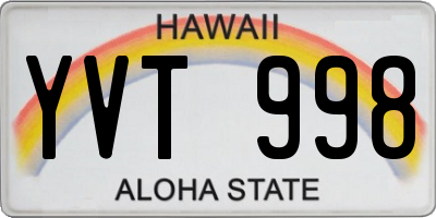 HI license plate YVT998