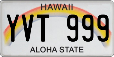 HI license plate YVT999