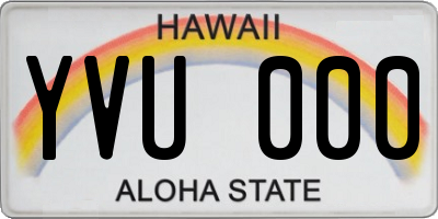 HI license plate YVU000