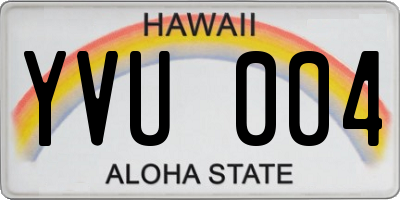 HI license plate YVU004