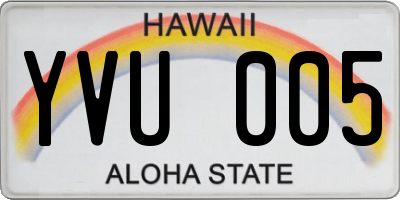 HI license plate YVU005