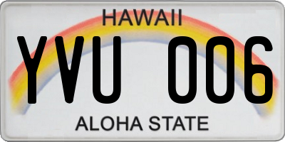 HI license plate YVU006