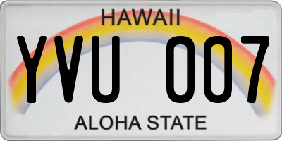 HI license plate YVU007