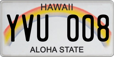 HI license plate YVU008