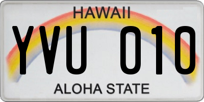 HI license plate YVU010