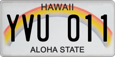 HI license plate YVU011