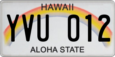 HI license plate YVU012
