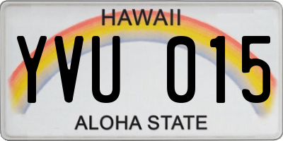 HI license plate YVU015