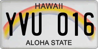 HI license plate YVU016