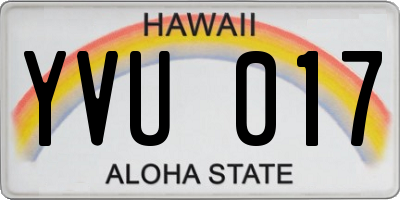 HI license plate YVU017
