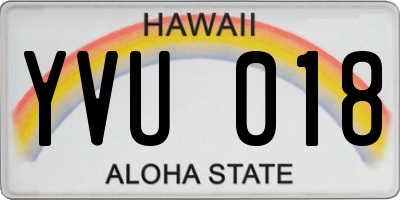 HI license plate YVU018