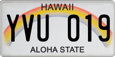 HI license plate YVU019