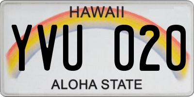 HI license plate YVU020