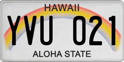 HI license plate YVU021