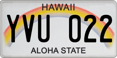 HI license plate YVU022