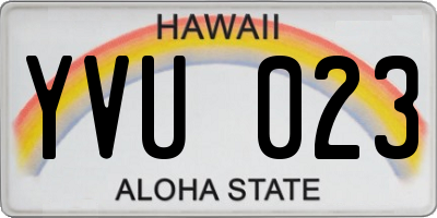 HI license plate YVU023