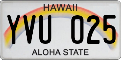 HI license plate YVU025
