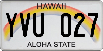 HI license plate YVU027