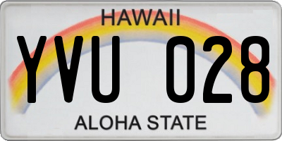 HI license plate YVU028