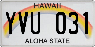 HI license plate YVU031