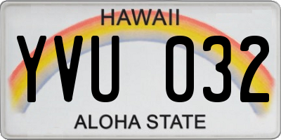 HI license plate YVU032