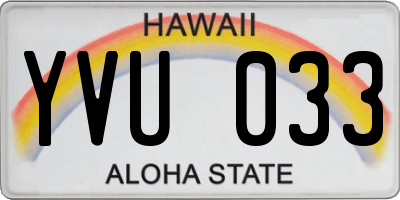 HI license plate YVU033